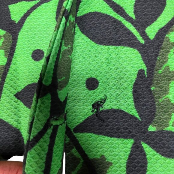 Vintage 60s Long Sleeve Maxi Hostess Dress Womens Size L Green Black Barkcloth - Picture 4 of 7